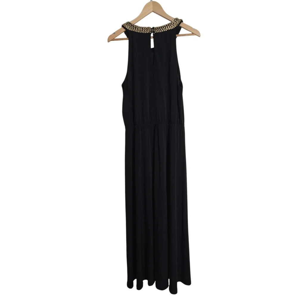 Vince Camuto Black Embellished Halter Neck Maxi‎ Dress Gown Size 12 Party Glam